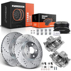 Front Drilled Rotor and Pad with Caliper for Toyota Corolla Matrix Scion (2003–2010)