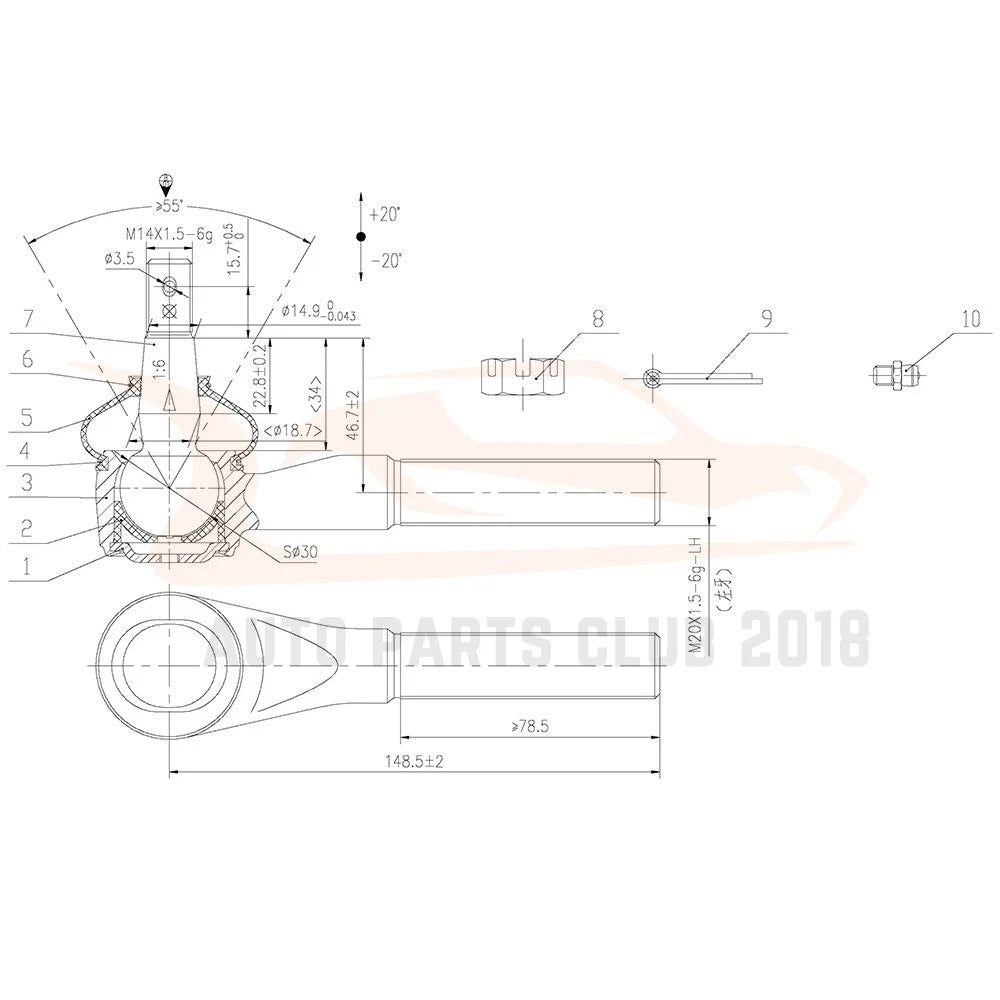 Set of 14 Front Pitman Arm Ball Joints for Dodge Ram 3500 (2000–2002)