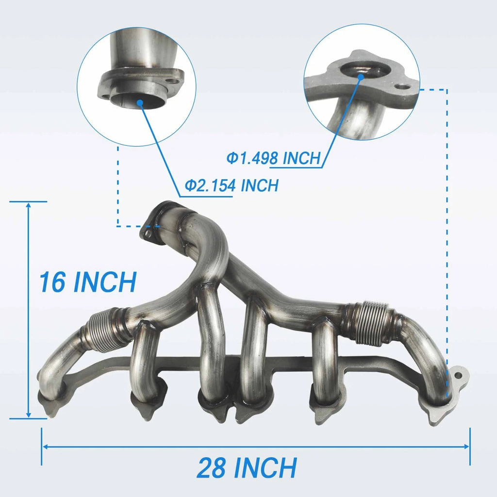 Stainless Steel Exhaust Manifold with Gasket Kit for Jeep Grand Cherokee Wrangler (1993–2006)
