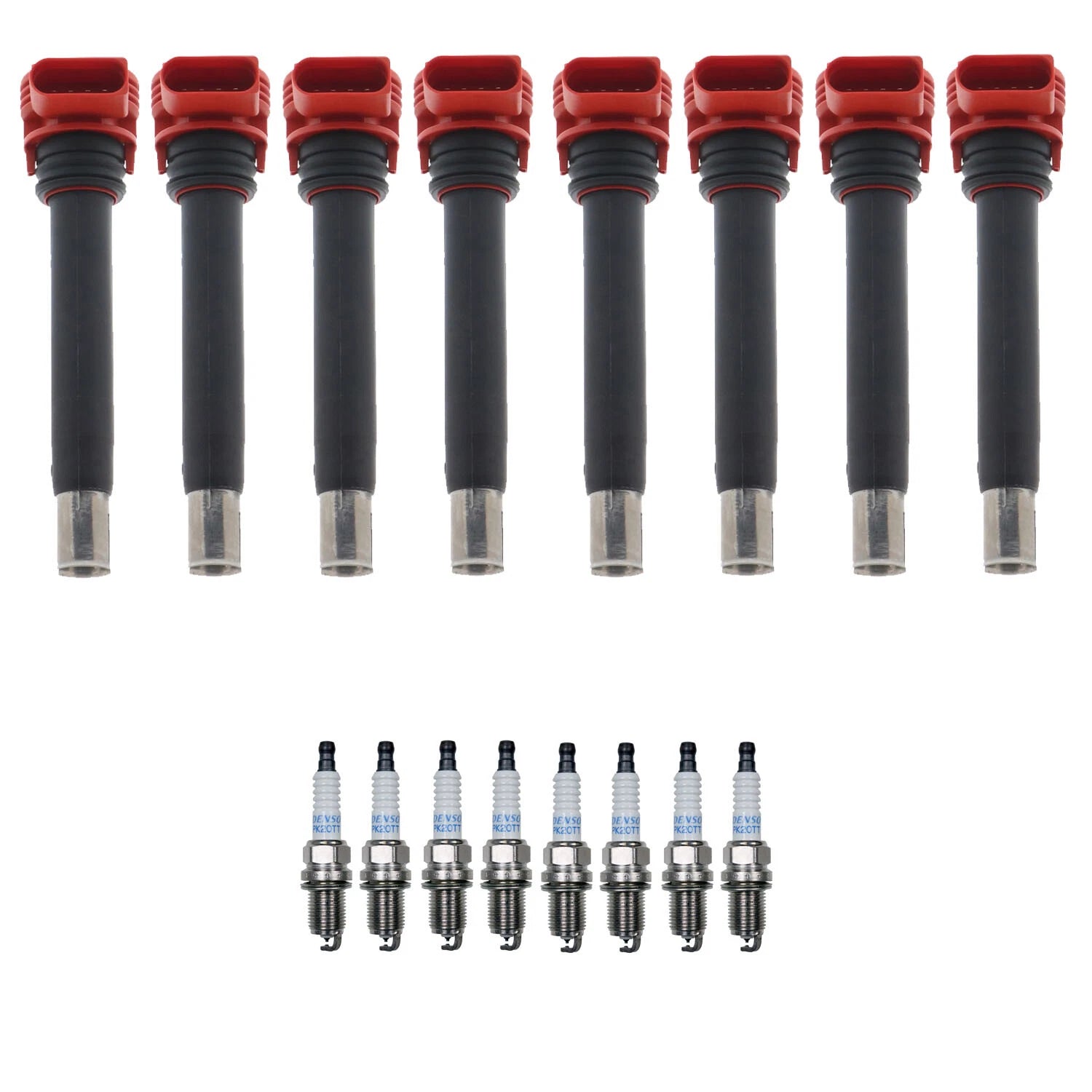 Set of 8 Ignition Coils & Spark Plugs for Audi A6 Quattro Q7 R8 V8 (2005–2021)