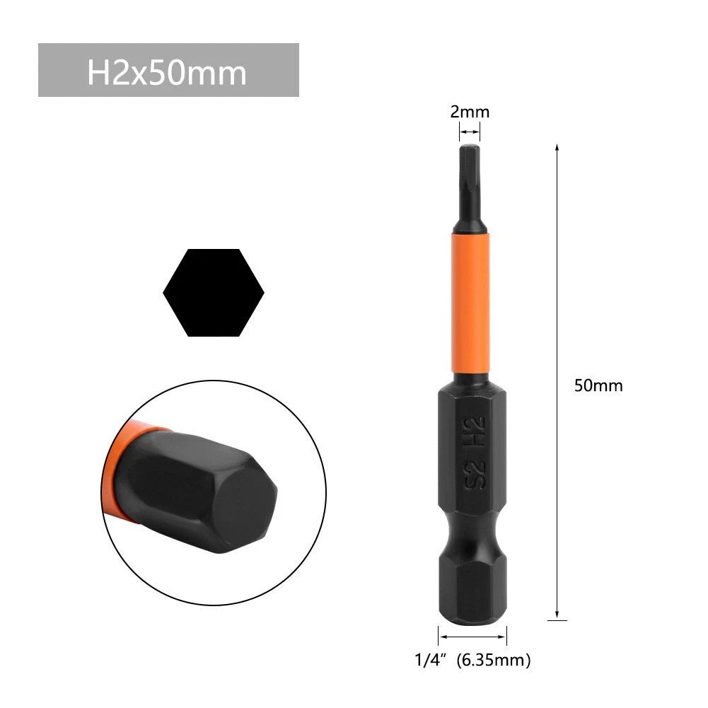 Hex Shank Screwdriver Bit Set for DIY H1.5-H6 (Alloy Steel)