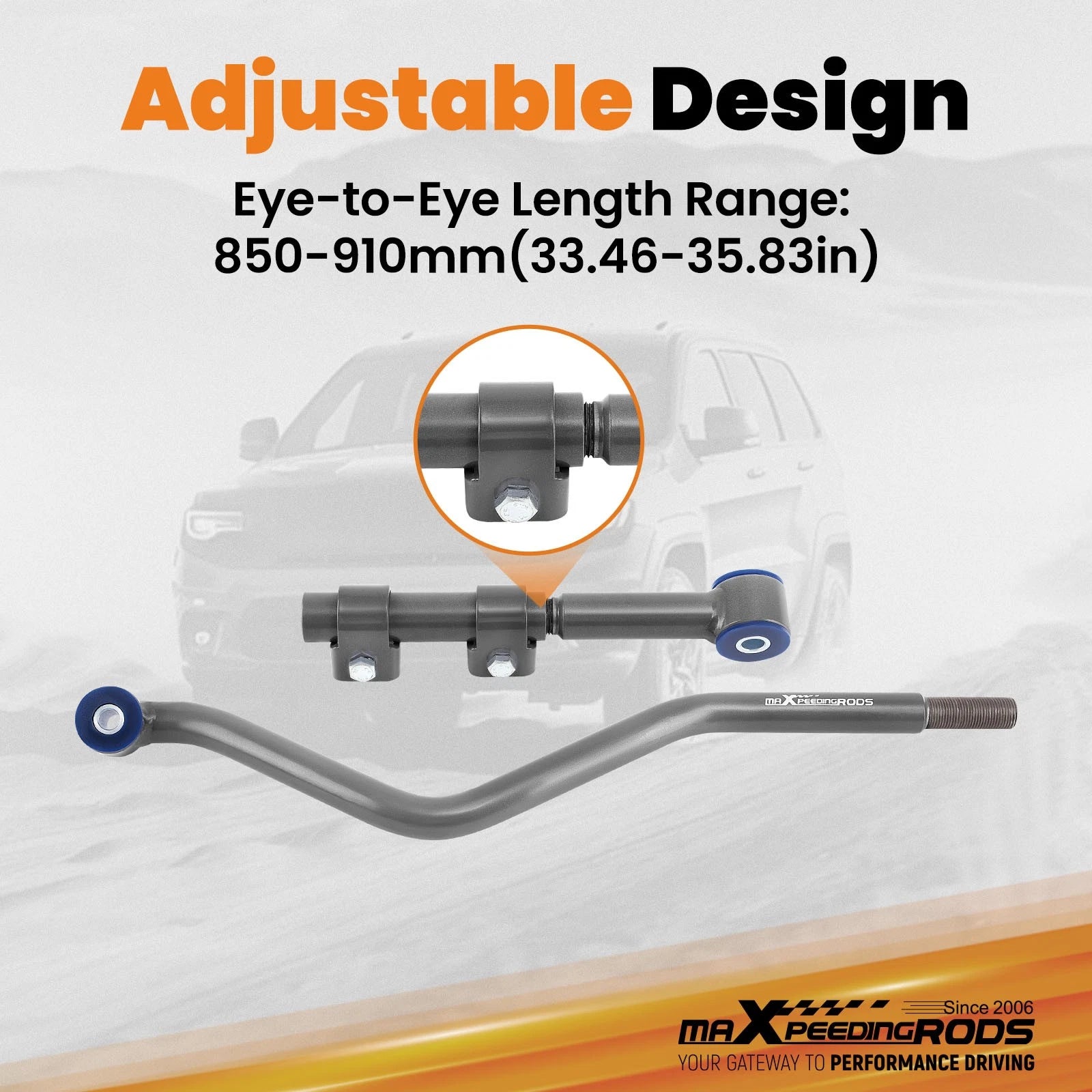 Front Adjustable Track Bar for Jeep Wrangler JL (2018-2023) 2.5''-6''