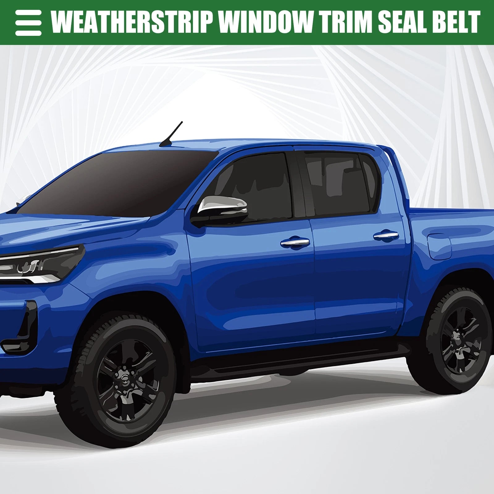 Front Left Door Window Belt Weatherstrip for Toyota Hilux (2005–2014) Black