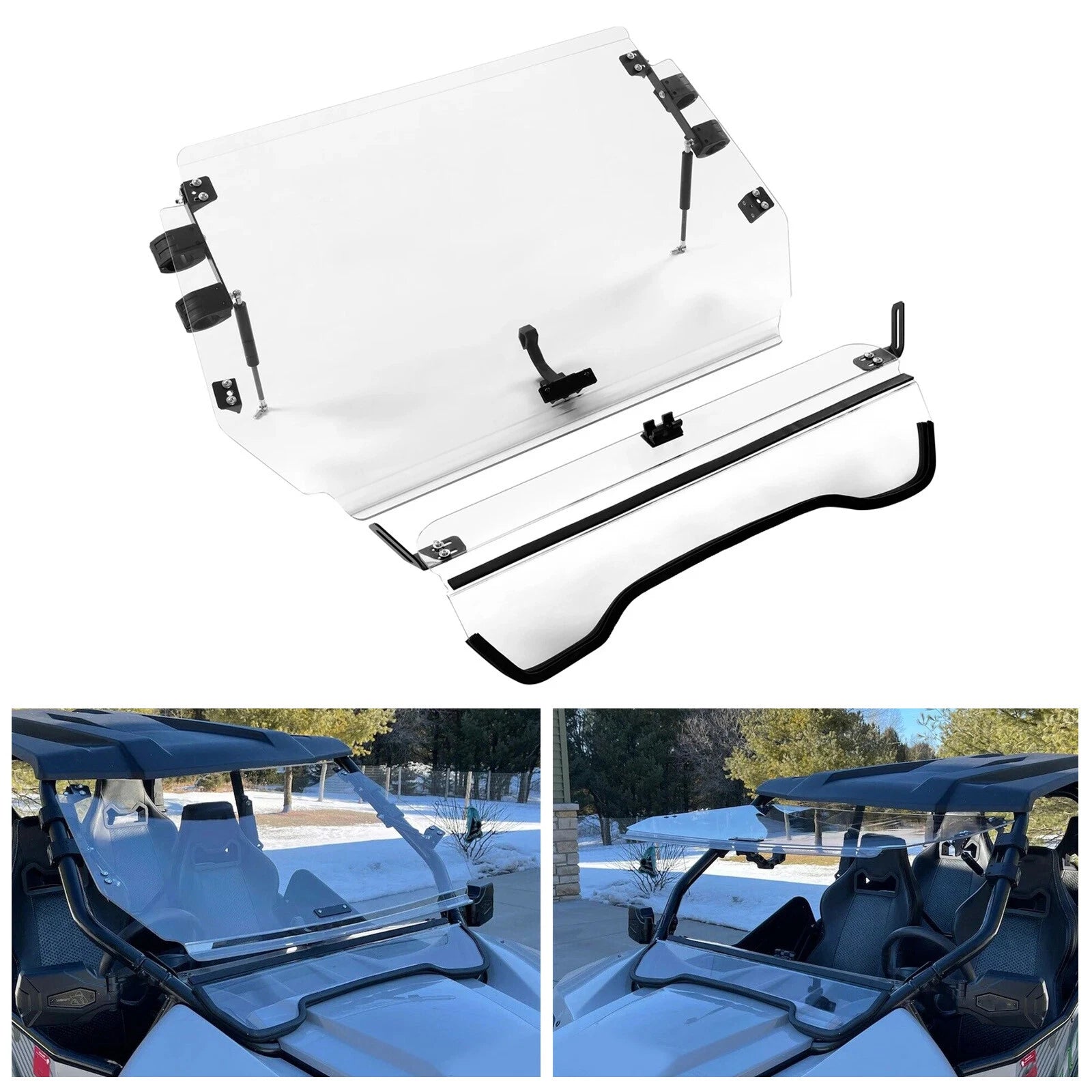 2-in-1 Flip Front Windshield Scratch Resistant for Arctic Cat Wildcat 4 1000 (2013–2018)