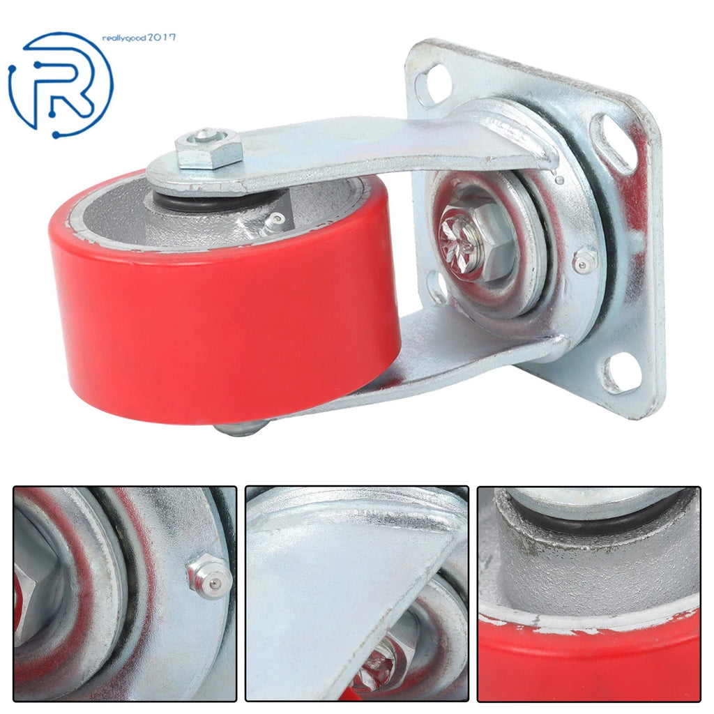 Set of 4 Red 4-Inch Tilt Casters Wheels for Trolley (2800 lbs Capacity)