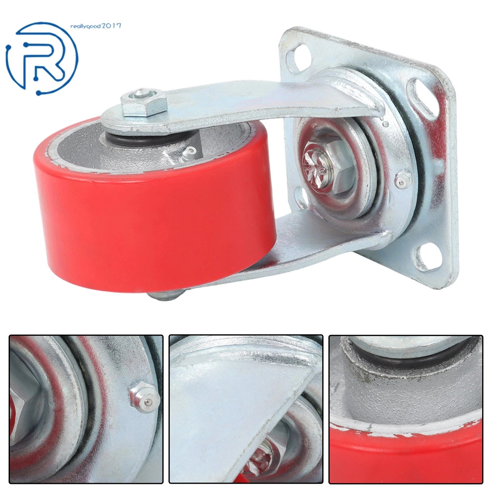 Set of 4 Red 4-Inch Tilt Casters Wheels for Trolley (2800 lbs Capacity)
