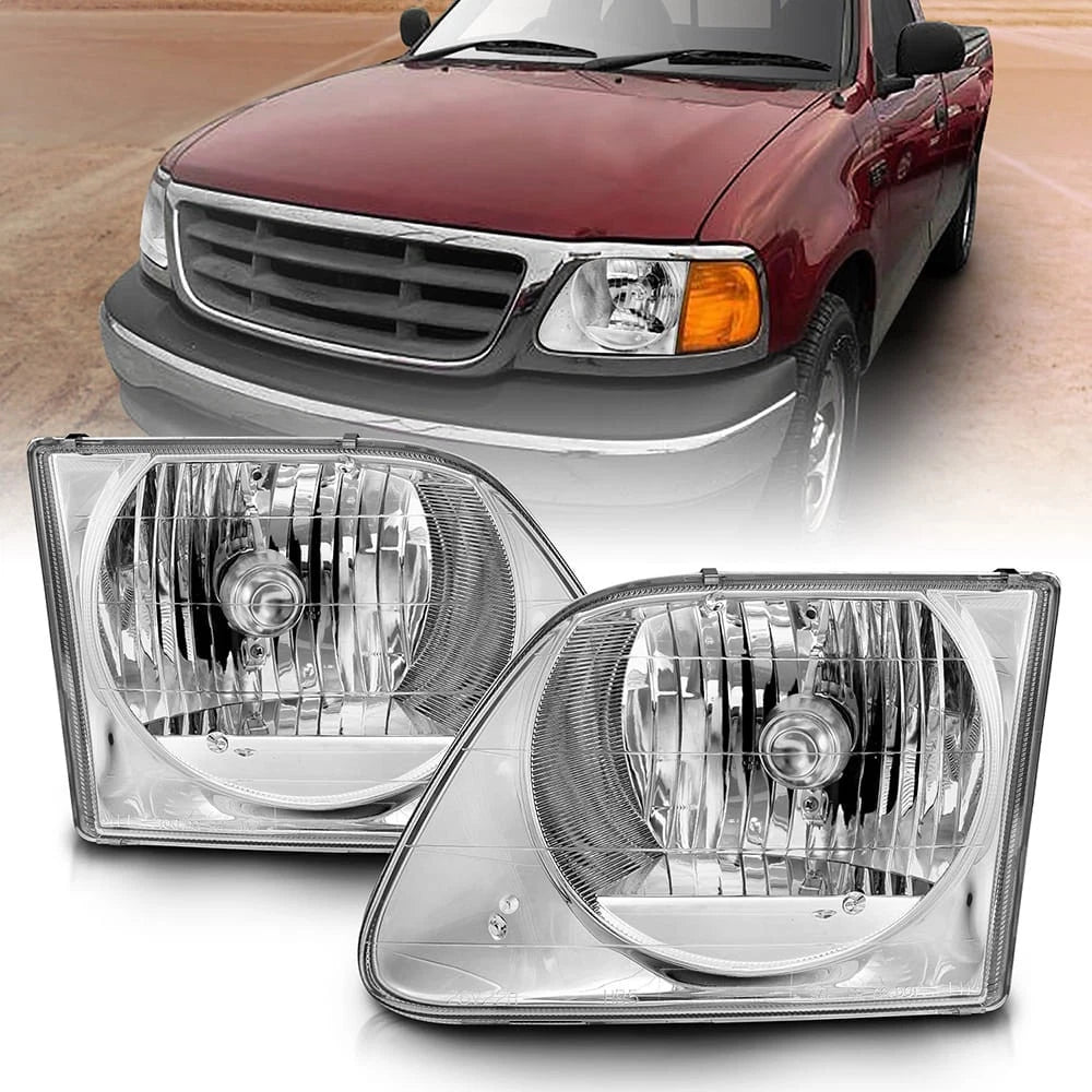 Chrome Clear Lens Crystal Headlight Set for 1997-2003 Ford F-150