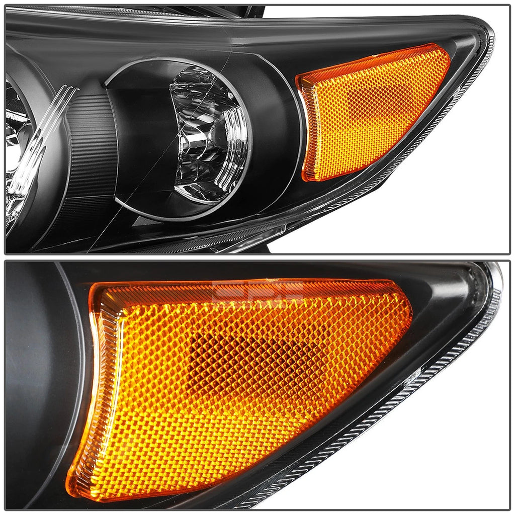 Pair of Black Housing Amber Corner Headlights for Toyota Corolla (2011–2013)
