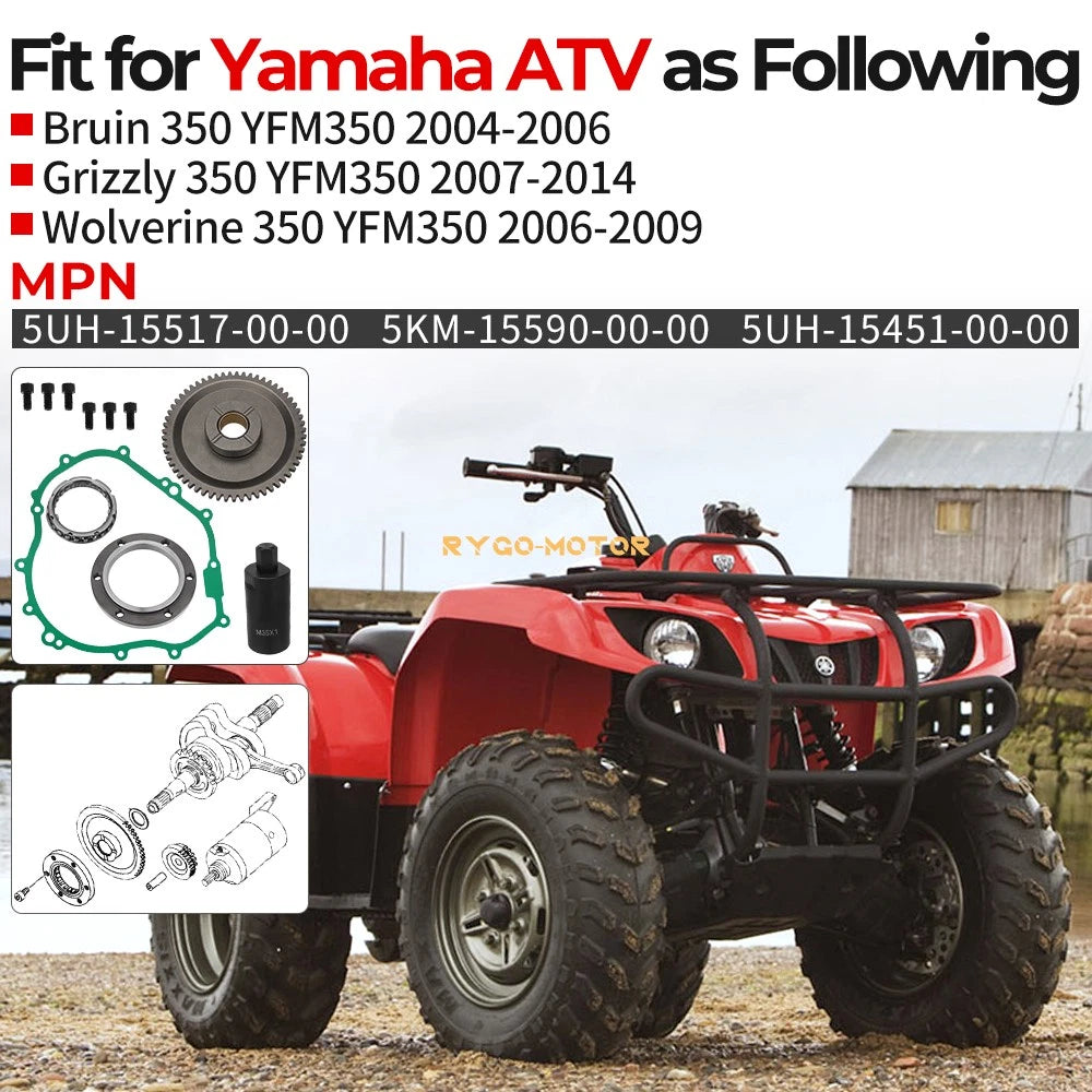 Starter Clutch Kit with Flywheel Puller & Gasket for Yamaha Bruin 350 (2004–2006)