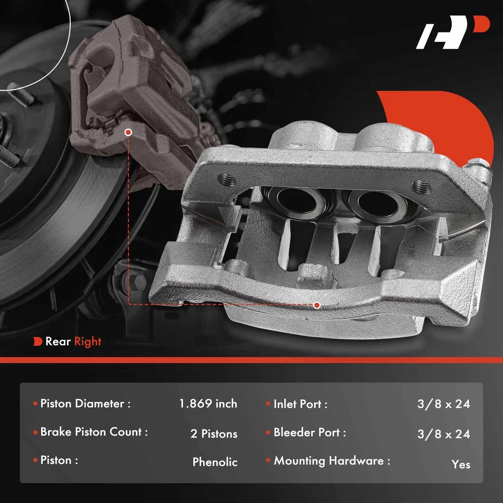 Rear Right Brake Caliper with Bracket for Ford F-250 Super Duty (2008–2012)