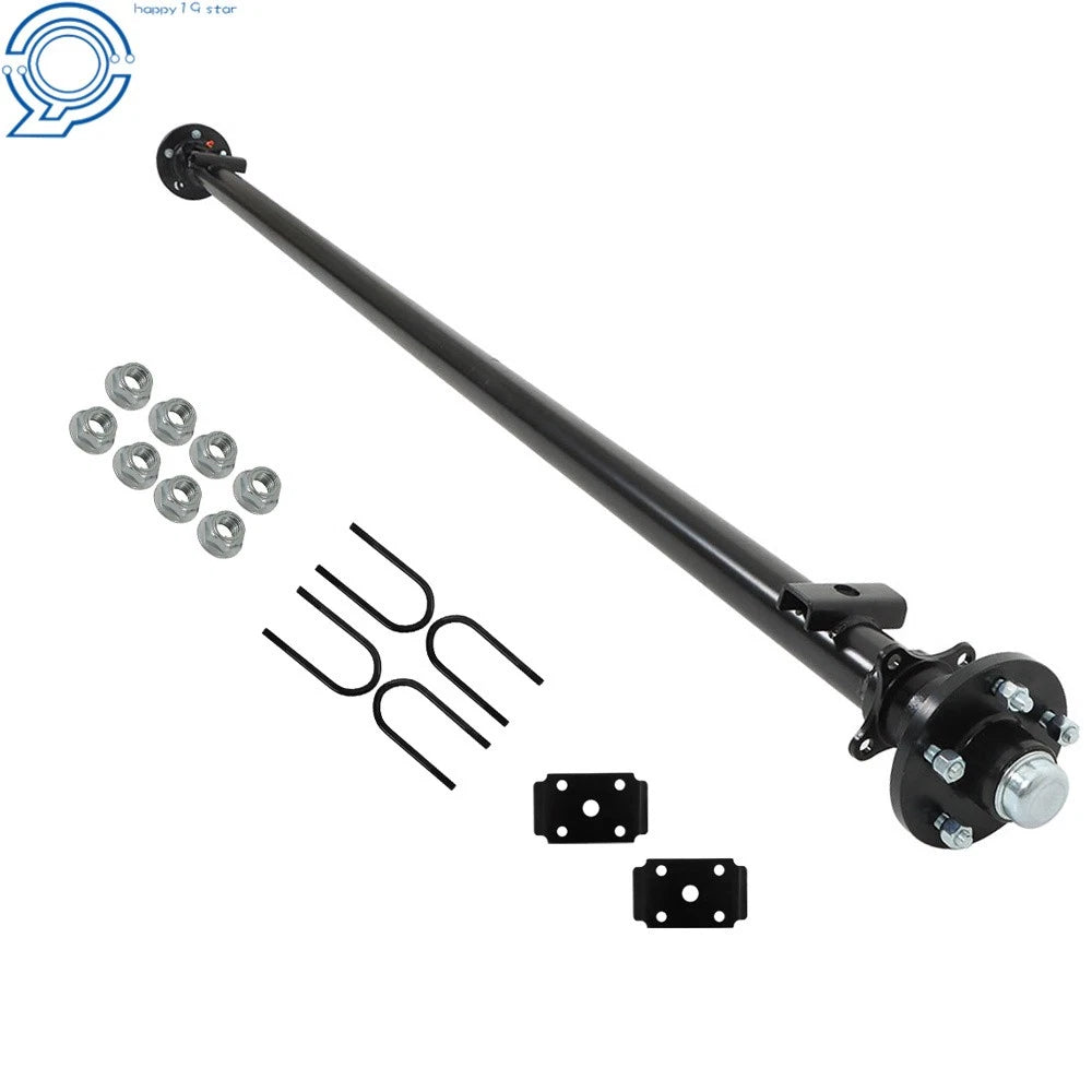 3500lbs Trailer Axle 5 Lug 95" HF 80" Spring Center 82" 5 on 4.5" w/ U-Bolt Kit