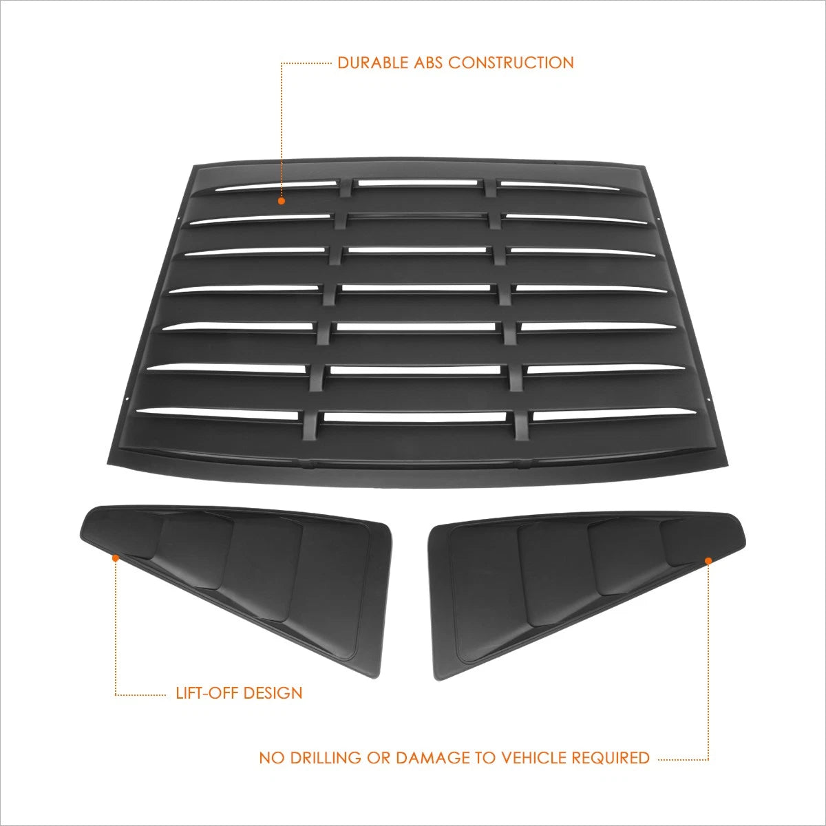 Lift-Off Rear & Quarter Side Window Louvers for Ford Mustang Coupe (2005–2014)
