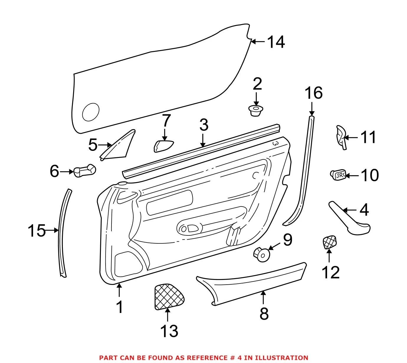 Genuine Front Right Interior Door Pull Handle 17072702807211 for Mercedes-Benz