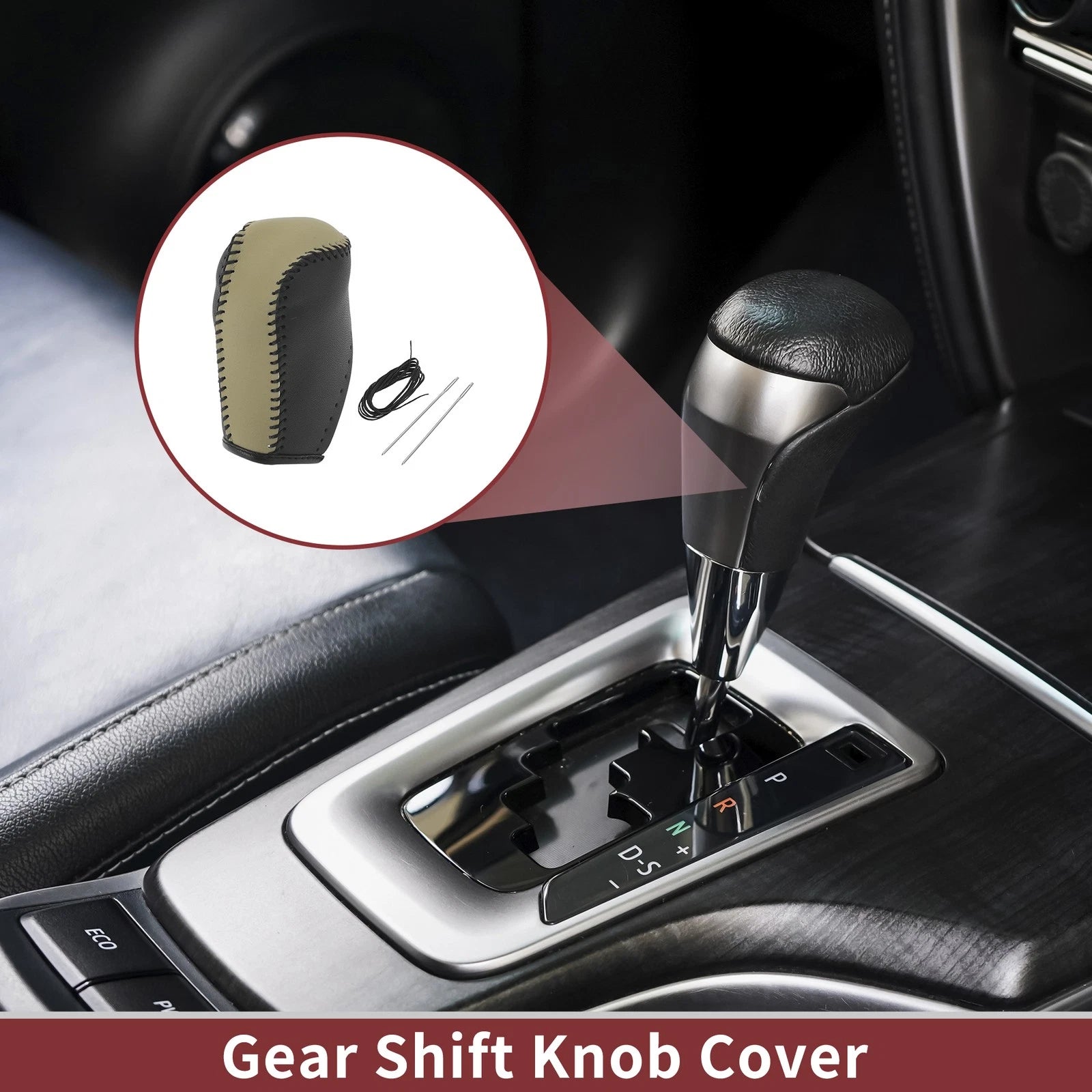 1Pc Gear Shift Knob Cover for Toyota Corolla (2014–2018) Beige Faux Leather