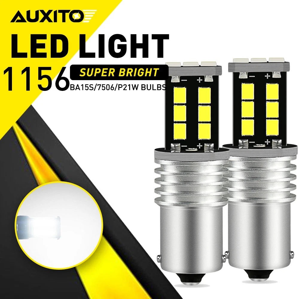 2X AUXITO 1156 BA15S P21W Error LED Backup Reverse Signal Light for