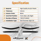 Set of 4 Acrylic Window Visors for Acura RDX (2007-2012) Rain Guards