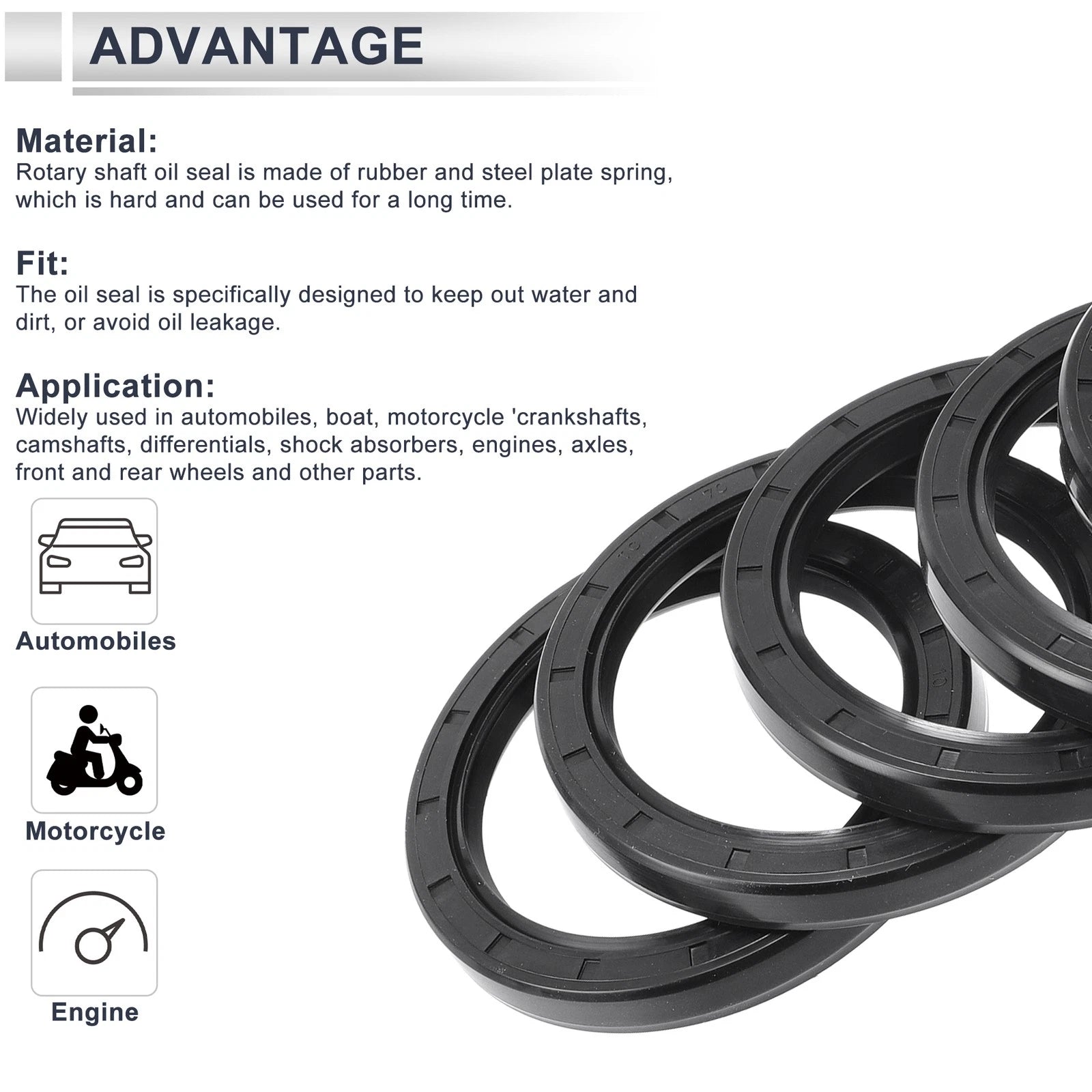 Set of 5 Oil Seal Rotary Shaft Seal 70x90x10mm for Various Models
