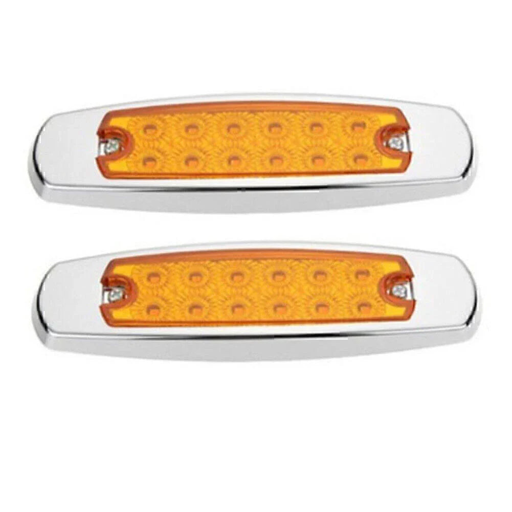 Amber 12 LED Sealed Side Marker Clearance Lights for Trailer