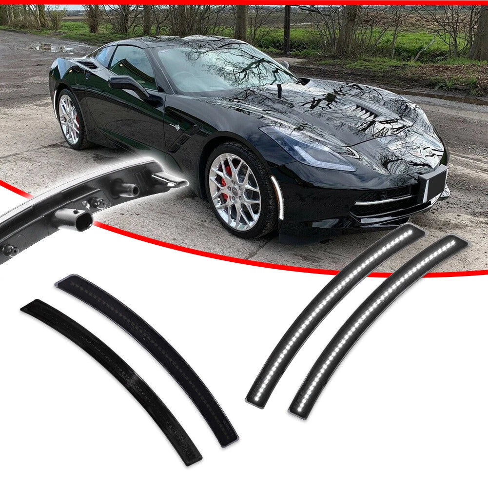 Set of 4 White LED Front & Rear Side Marker Lights for Corvette C7