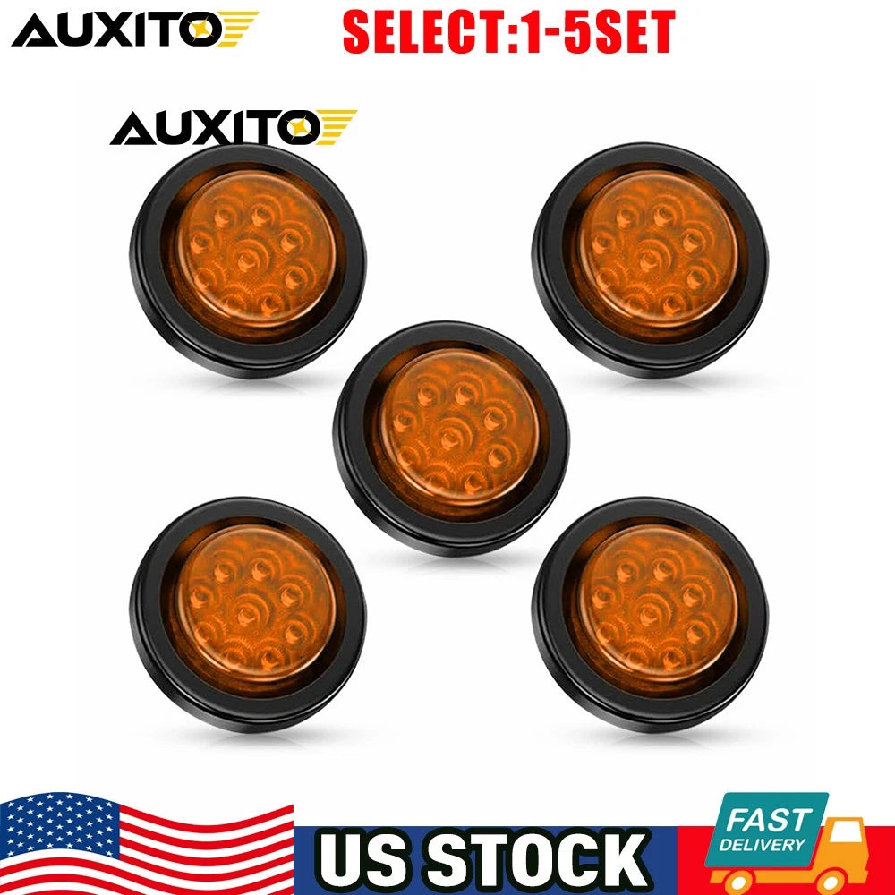 2" Round Amber LED Light for Trailer Side Marker Clearance (5-25X)