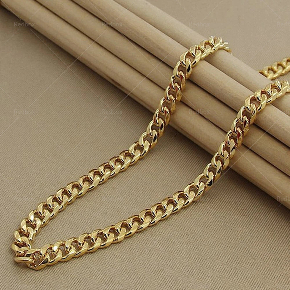 Curb Chain Necklace for Men - Yellow Gold GP 10MM Heavy Link 24"