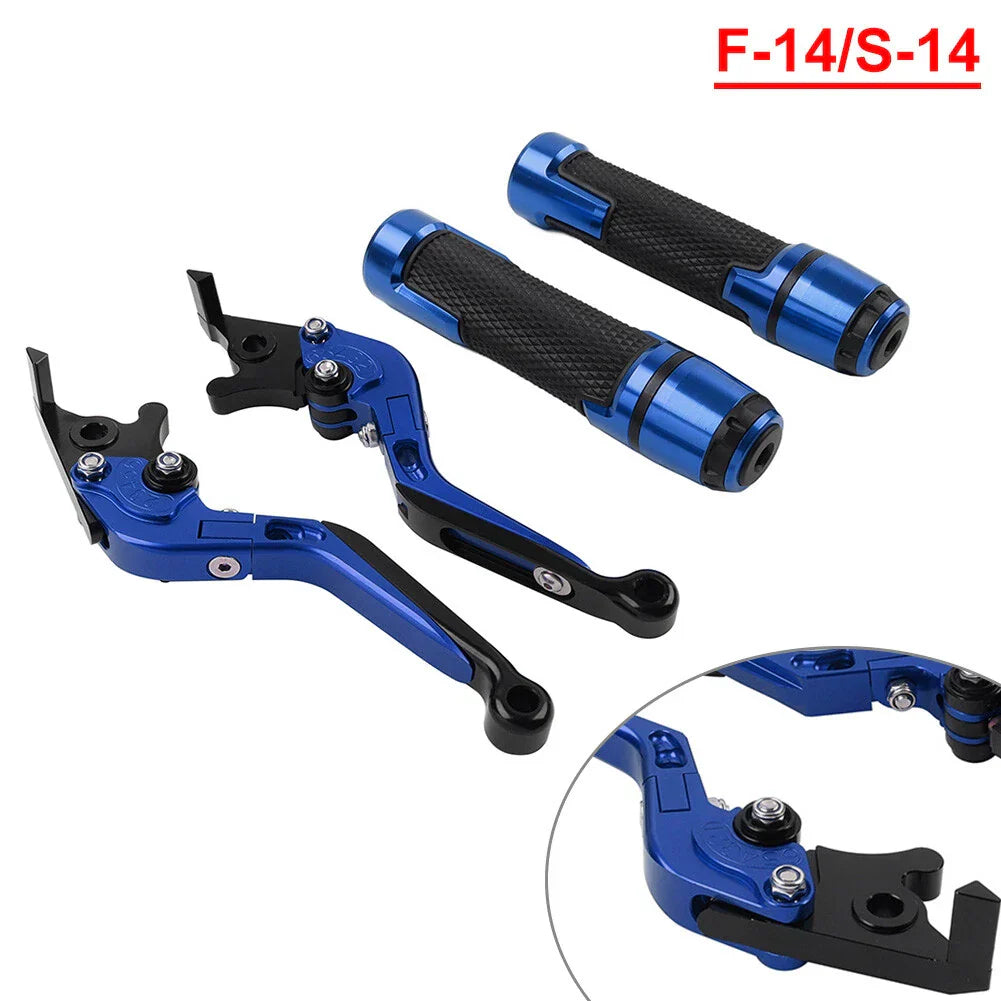 Blue Extendable Brake Clutch Levers & Handlebar Grips for Suzuki DL1000 (2002-2023)