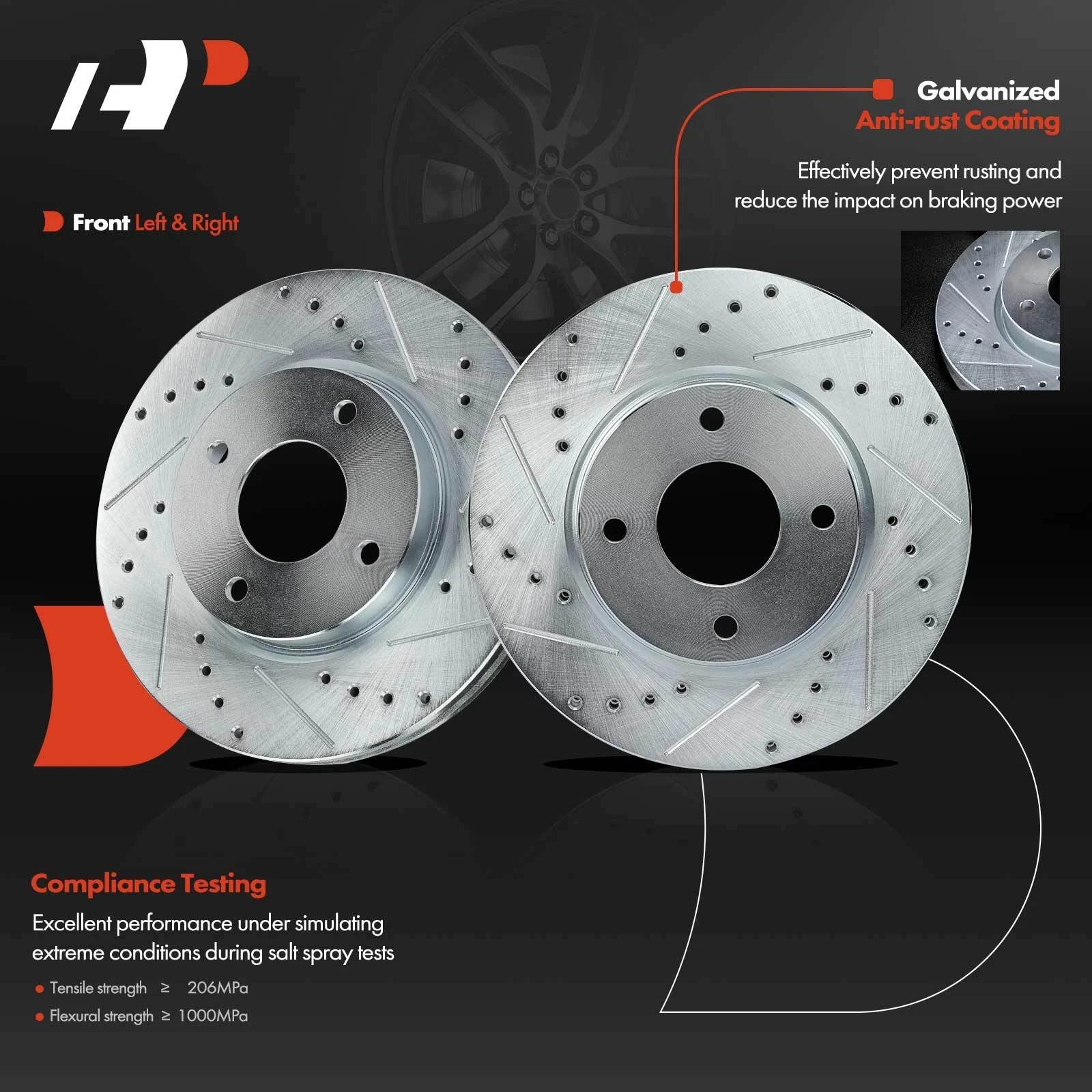 Front Drilled Brake Rotors for Nissan Sentra Versa (2007-2012)