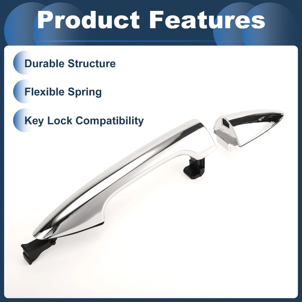 Front Right Exterior Door Handle for Kia Rio (2011) - Silver Tone
