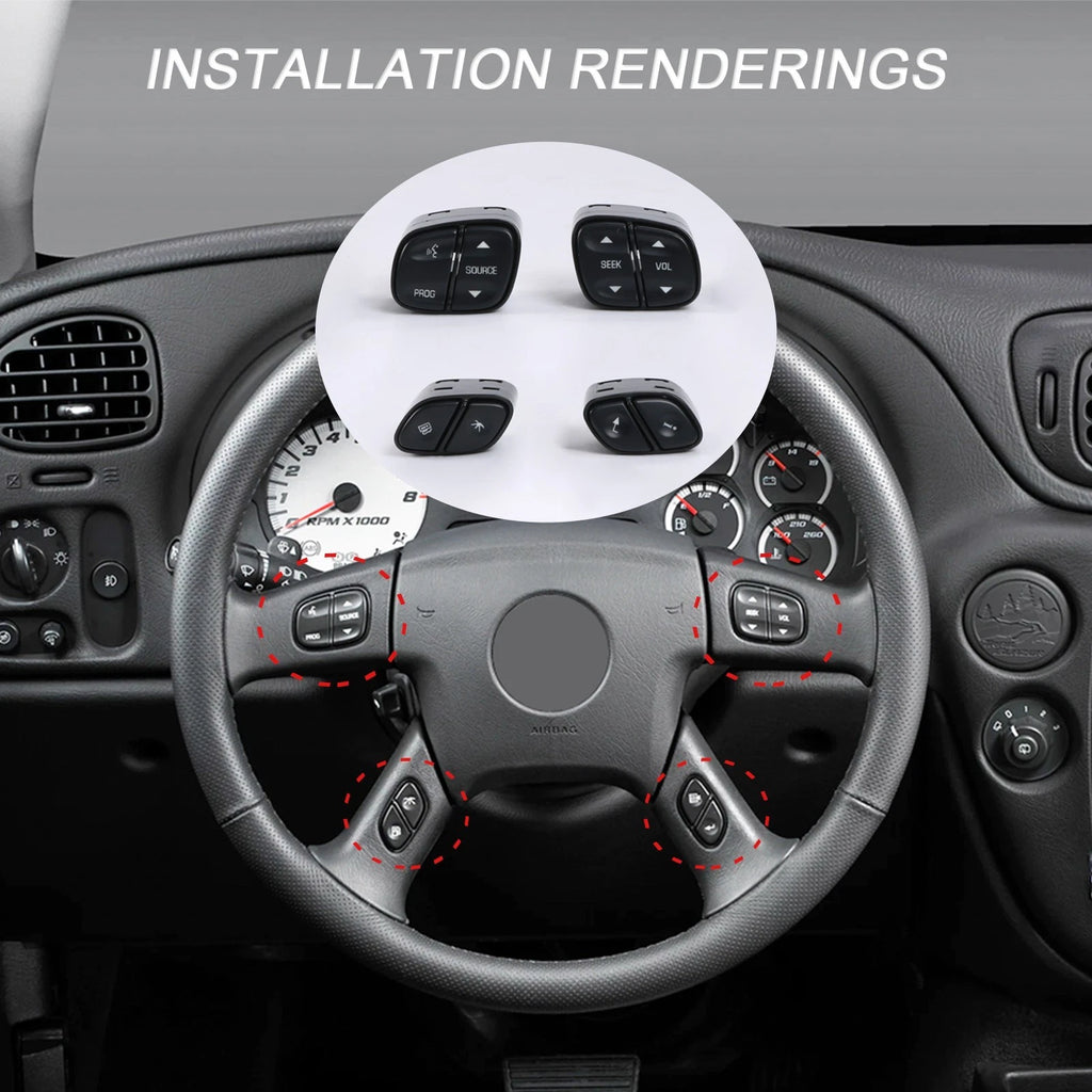 Set of 4 Steering Wheel Radio Volume Control Switches for GM Trucks