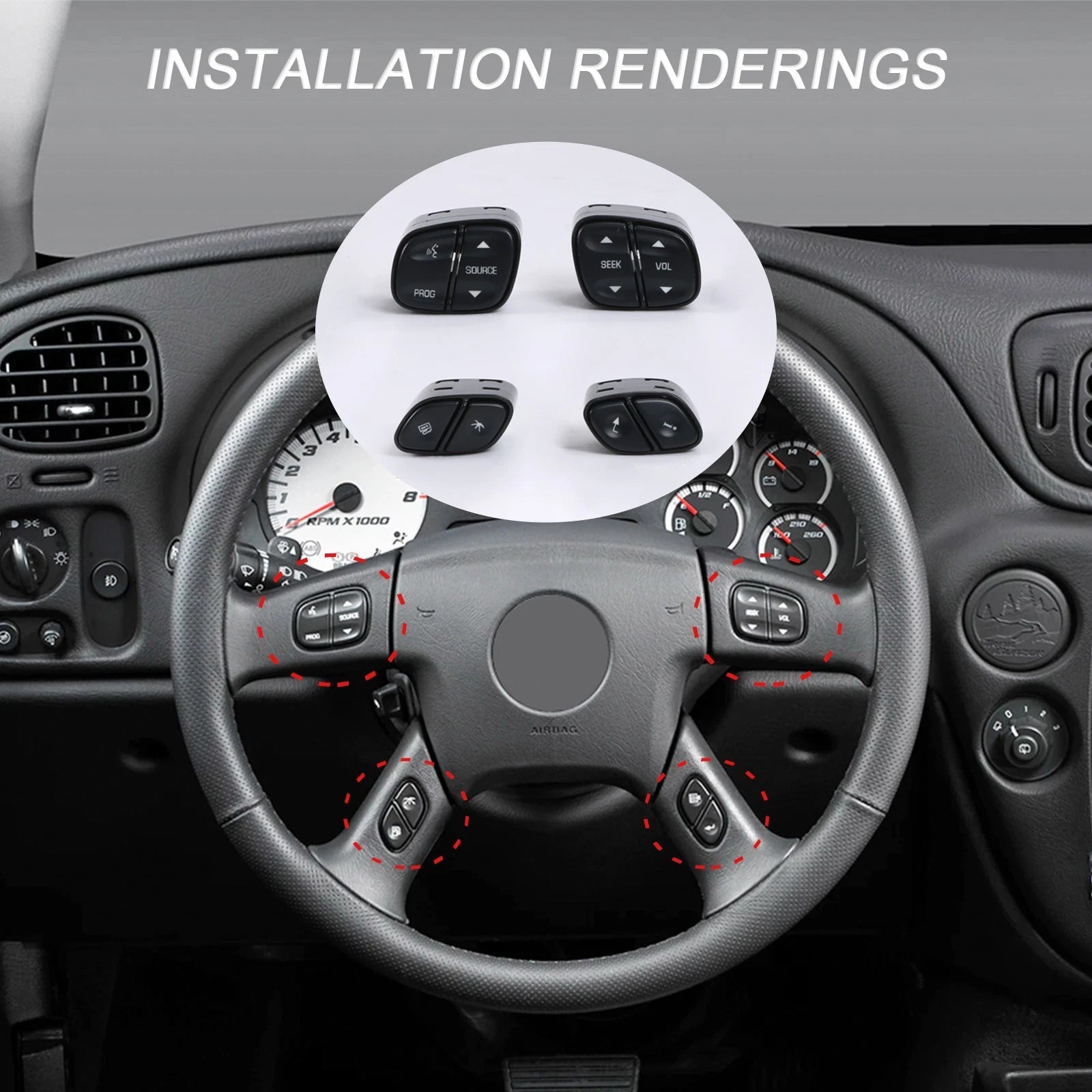 Set of 4 Steering Wheel Radio Volume Control Switches for GM Trucks