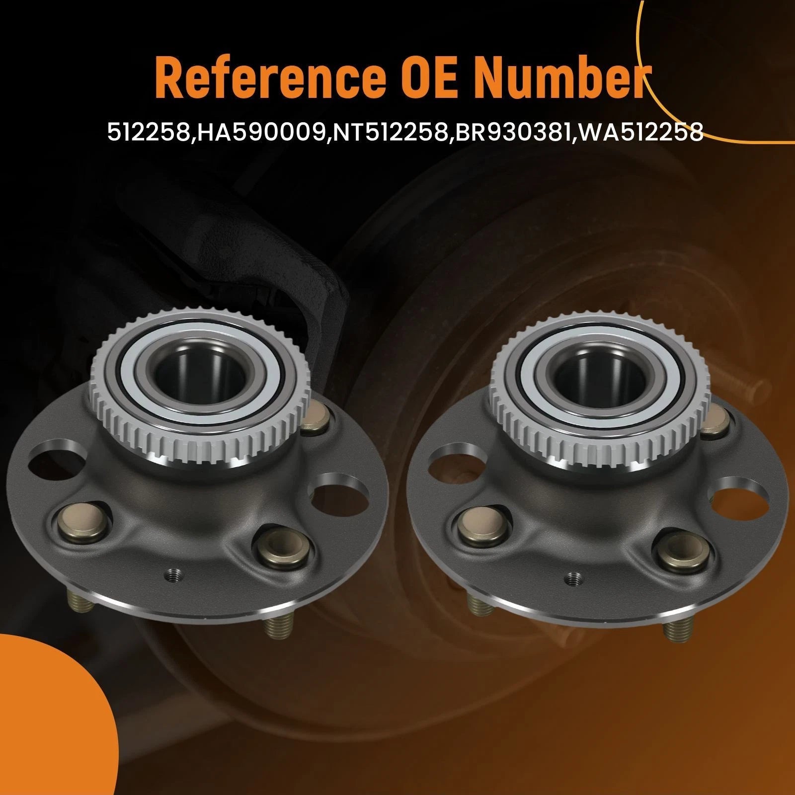 Rear Wheel Hub Assembly Set of 2 for Honda Civic Si/SiR (2002–2003) 512258 ABS