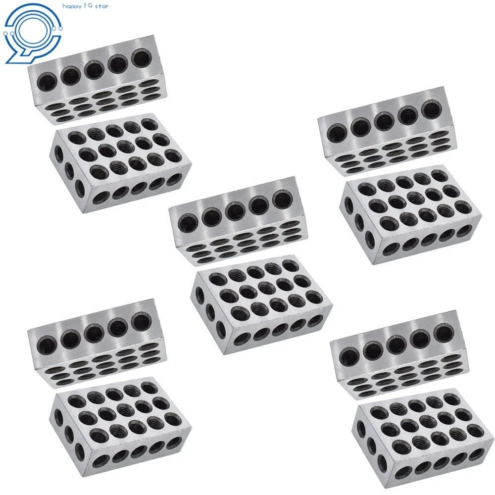 Set of 2 Ultra Precision 1-2-3 Blocks for Machinists (23 Holes)