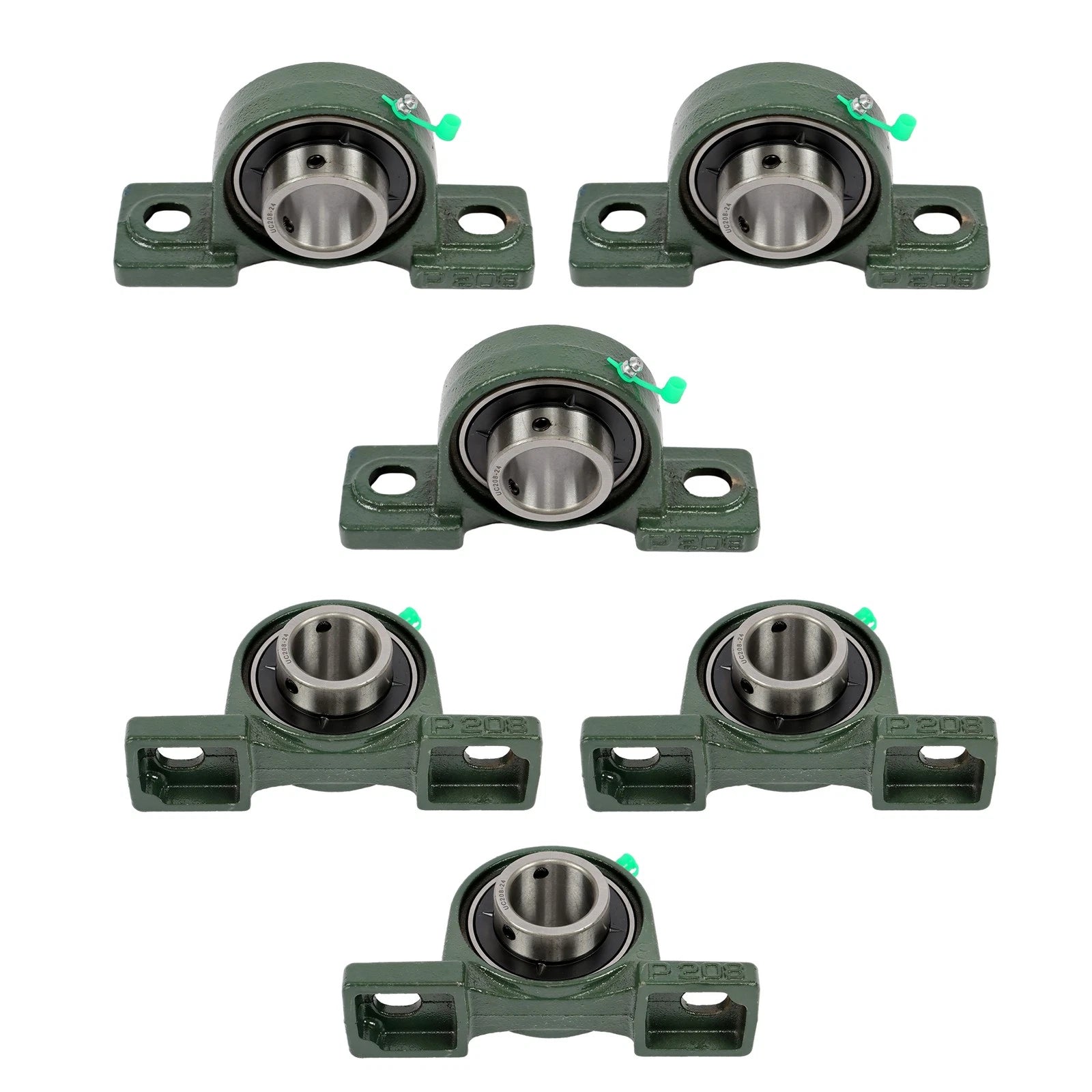 Set of 6 Pillow Block Bearings for Various Applications (Self-Aligning)