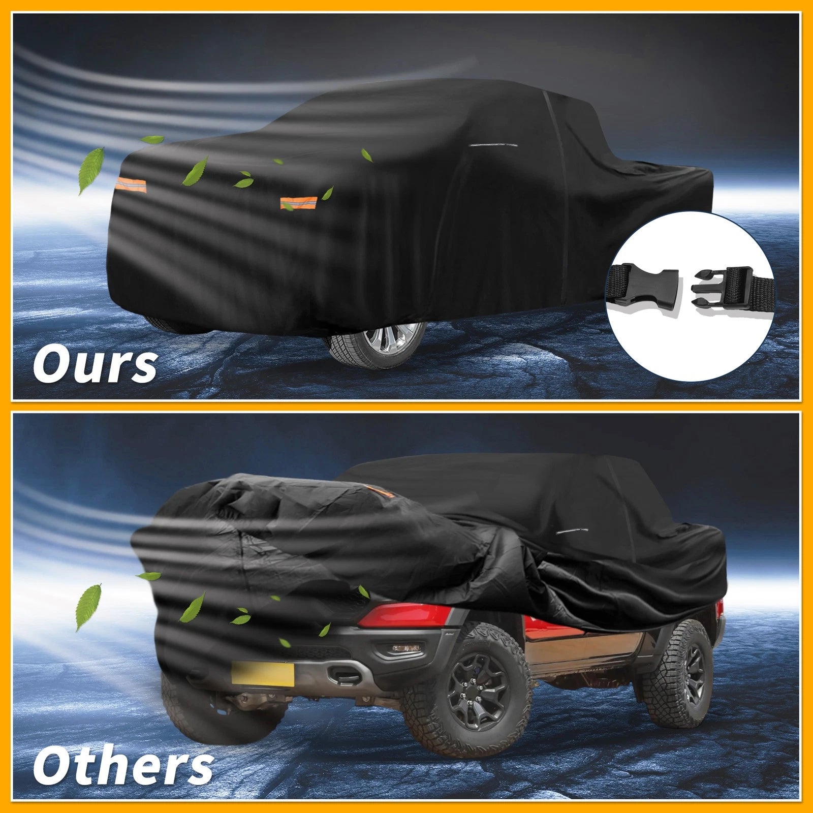 Waterproof Car Cover for Dodge Ram (210D-PU, Black)