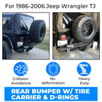 Rear Bumper with Tire Carrier & D-Ring for Jeep Wrangler (1987–2006)