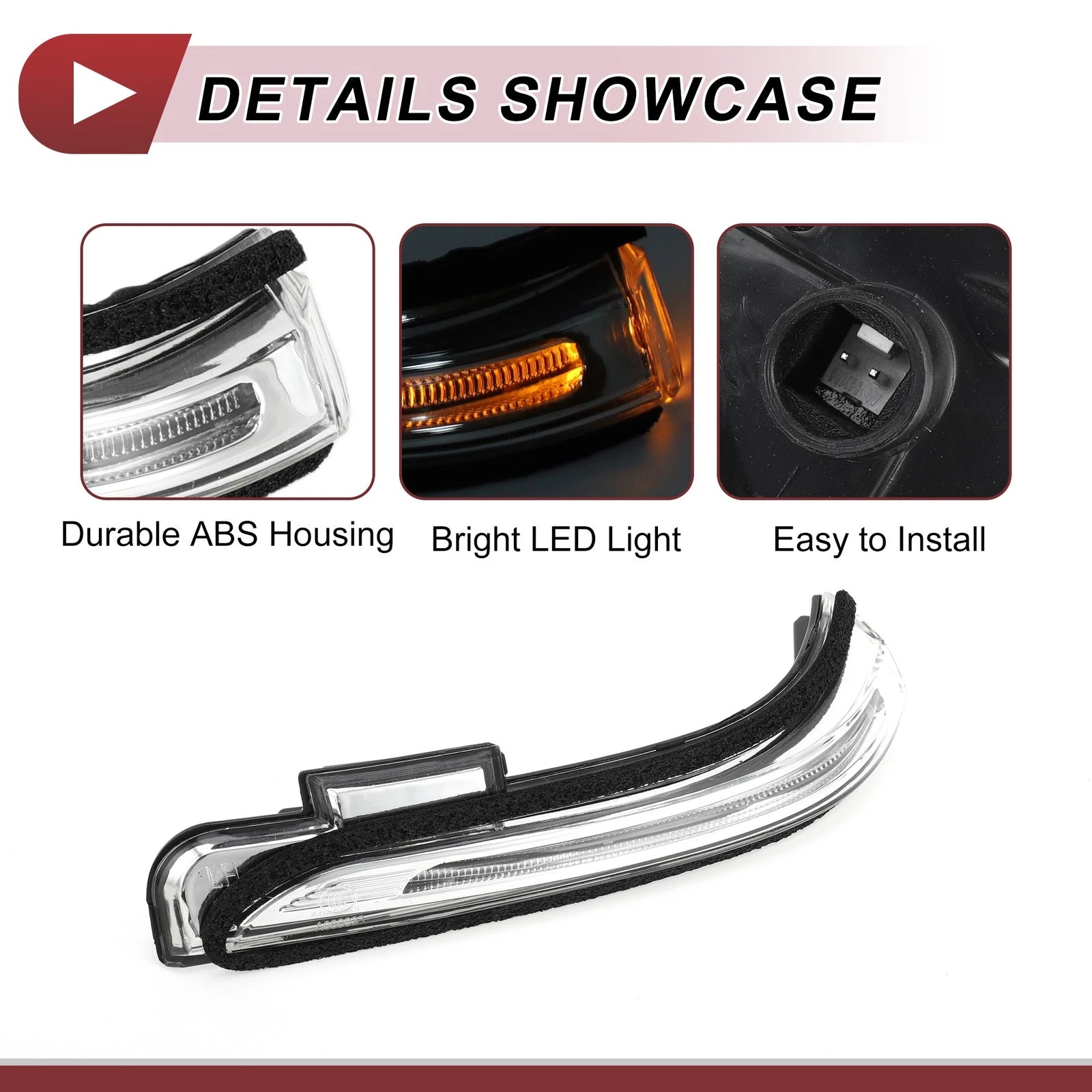 Mirror Turn Signal Light for Hyundai Creta IX25 (2015–2020) No. 87613C9000 Left Black Clear