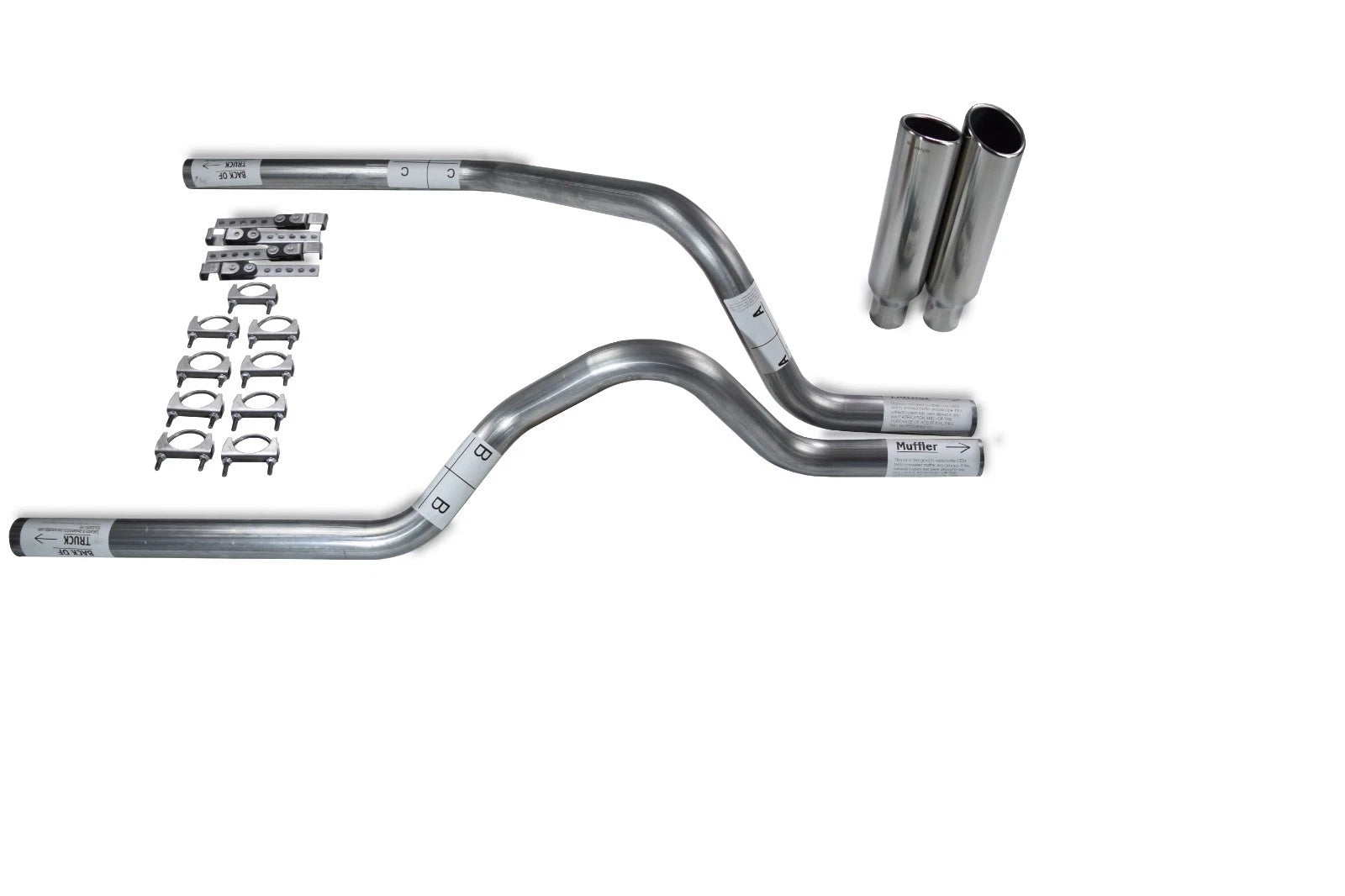 2.5" Dual Exhaust Kit for Dodge Dakota (1987–1996) No Muffler Clamp Tips