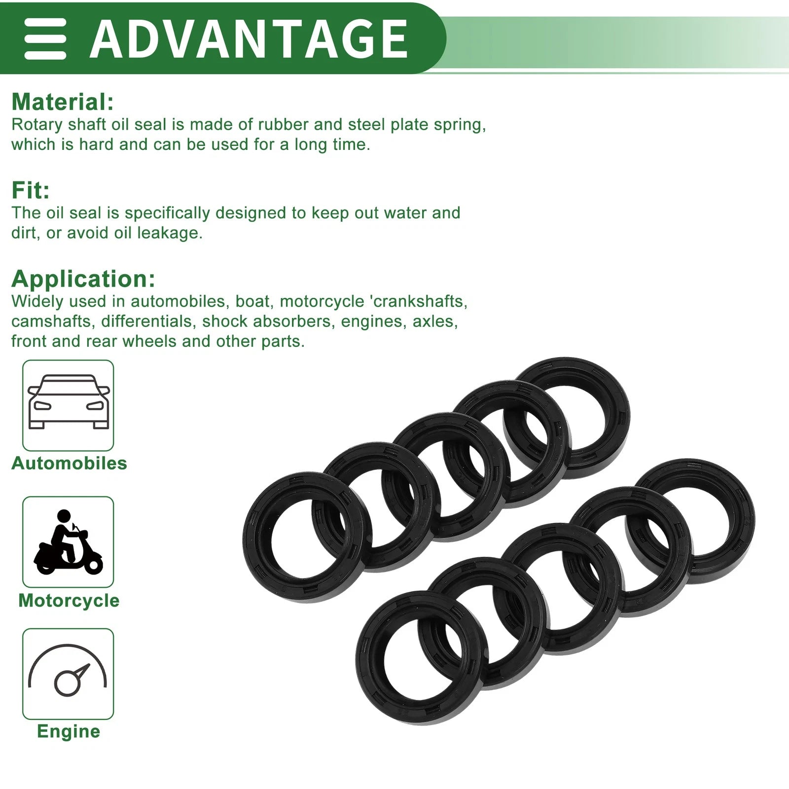Oil Seal   - NBR Rubber 15x22x5mm