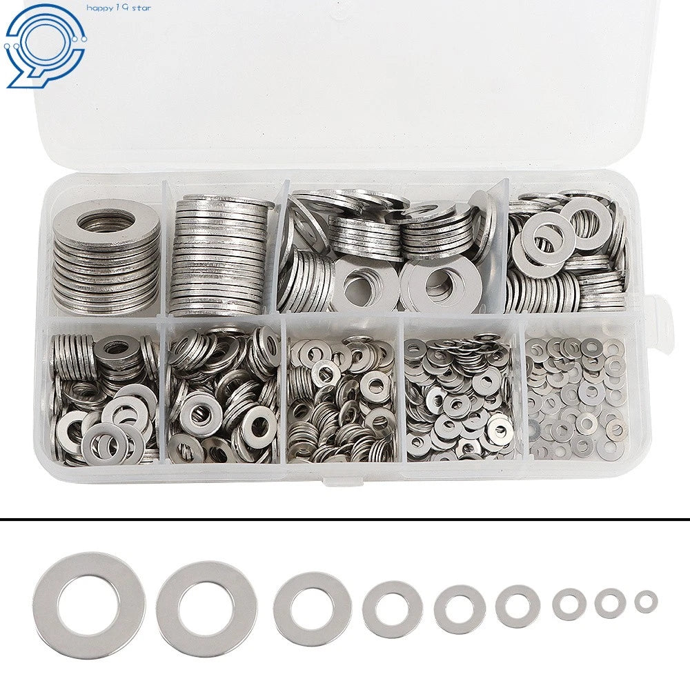 304 Stainless Steel Flat Washers Assortment Kit for Plumbing & Construction