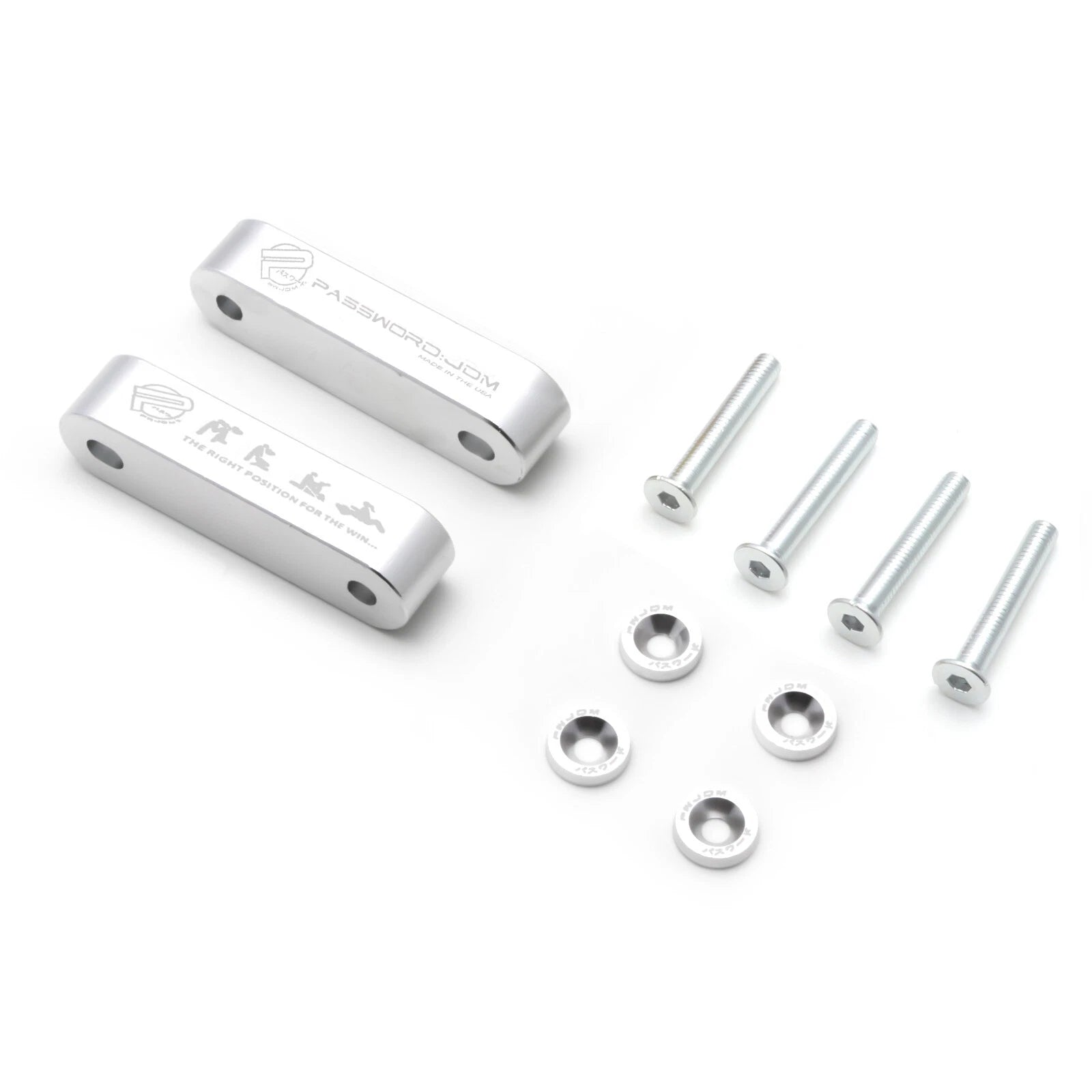Billet Hood Spacer Riser for Honda Acura (1990-2001) JDM Password Silver