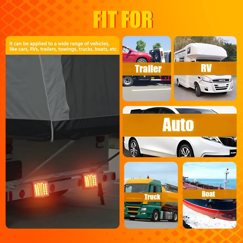 2 Magnetic LED Tail Lights for Tow Towing Trailer (Wireless USB Battery Operated)