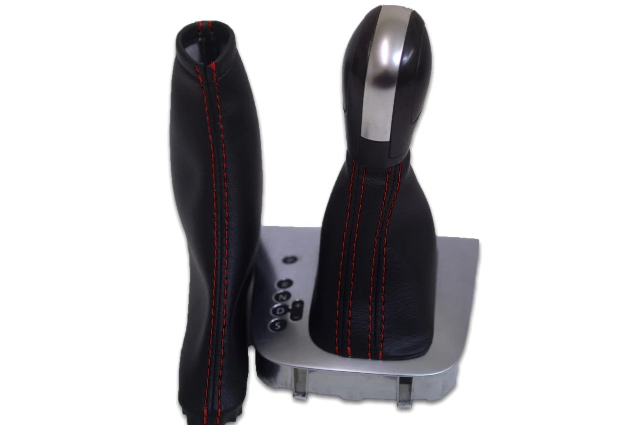 Leather Synthetic Automatic & Brake Boot for VW Jetta (2011–2018) Red Stitch