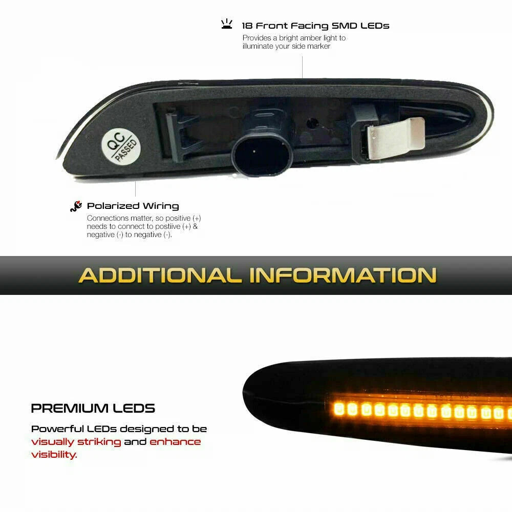 Front Bumper Amber LED Side Marker Lamps for BMW 1 3 5 Series (1999–2013)