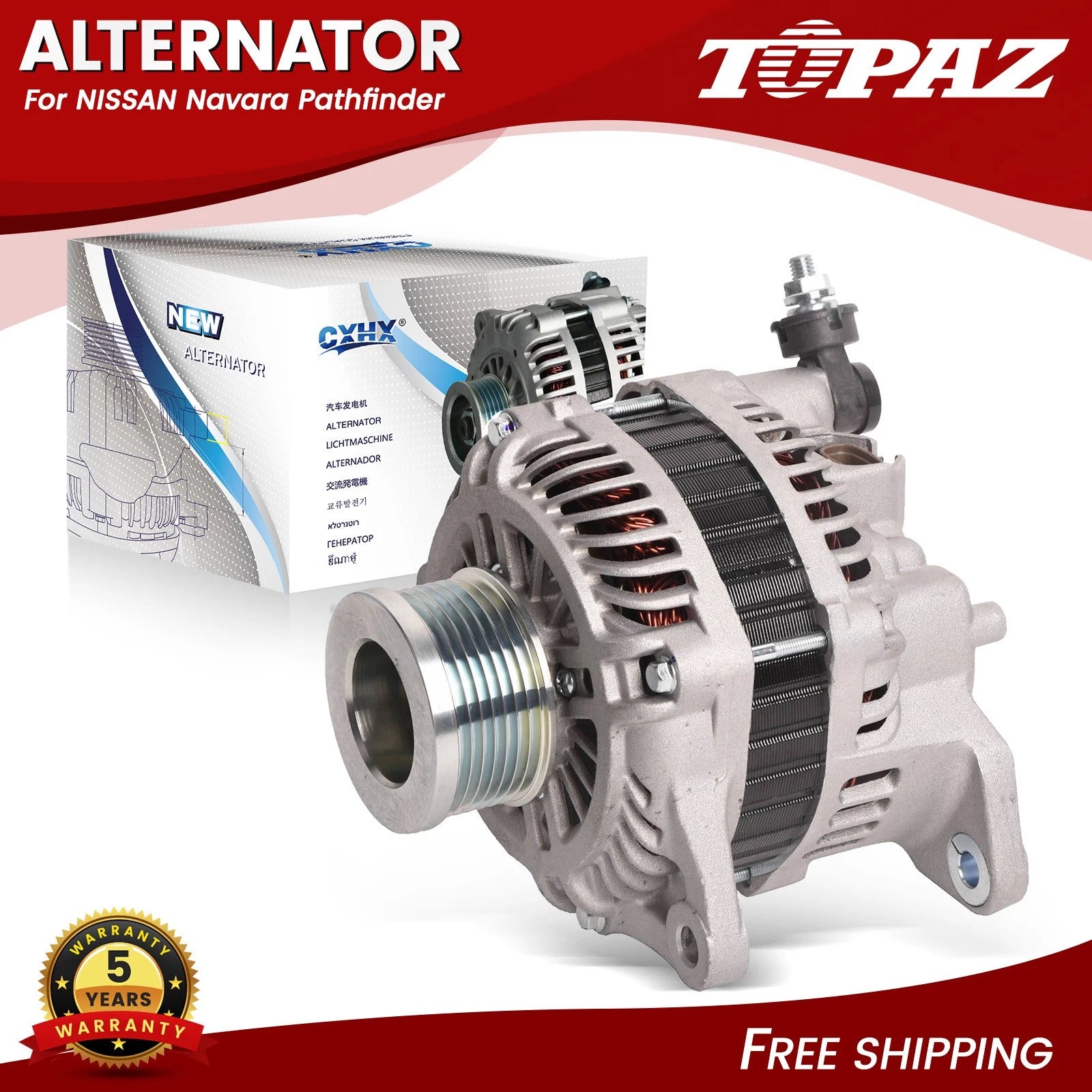 Alternator for Nissan Navara Pathfinder (2005–2010) 7-Groove Pulley