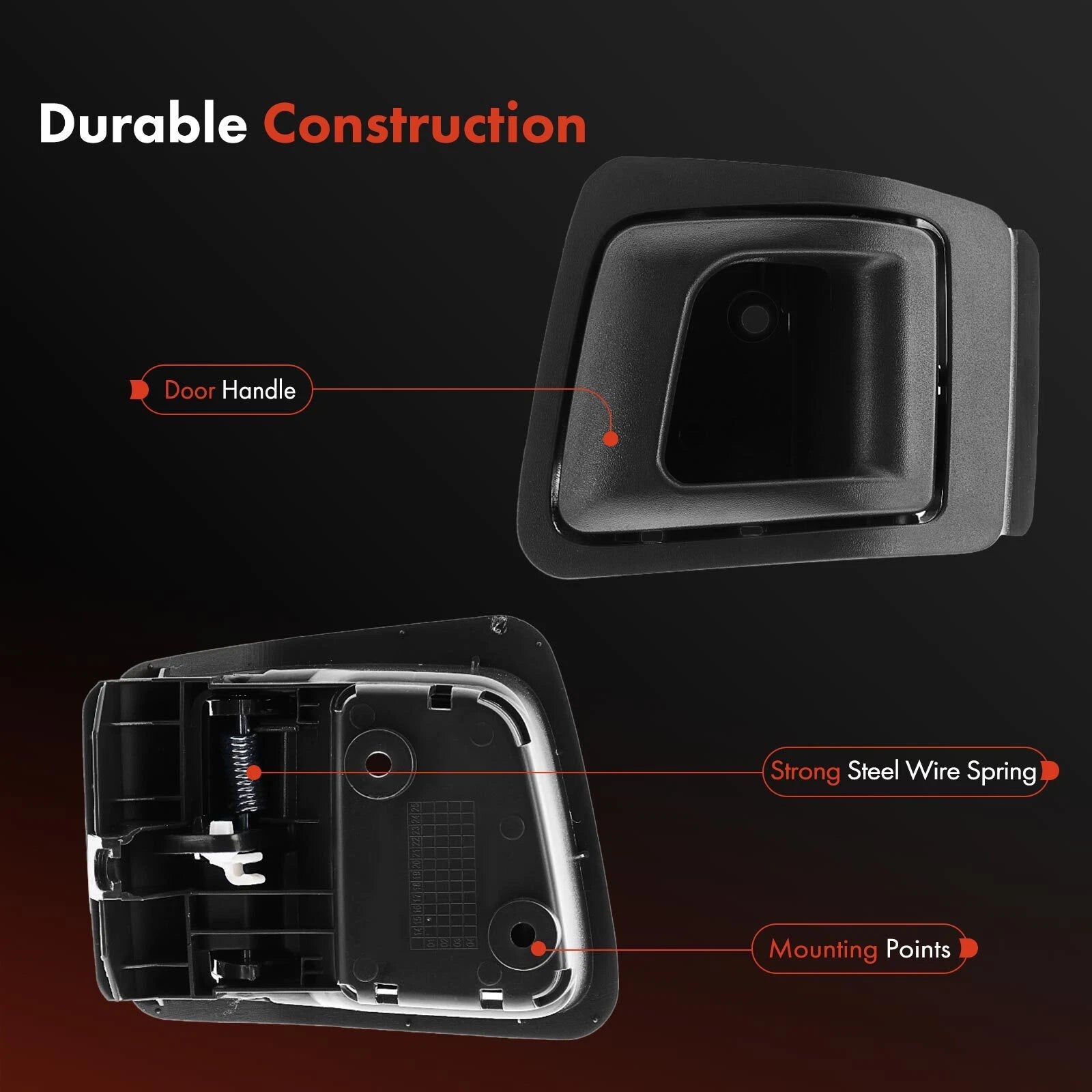 Front Left Dark Gray Interior Door Handle for Honda Ridgeline (2006-2014)