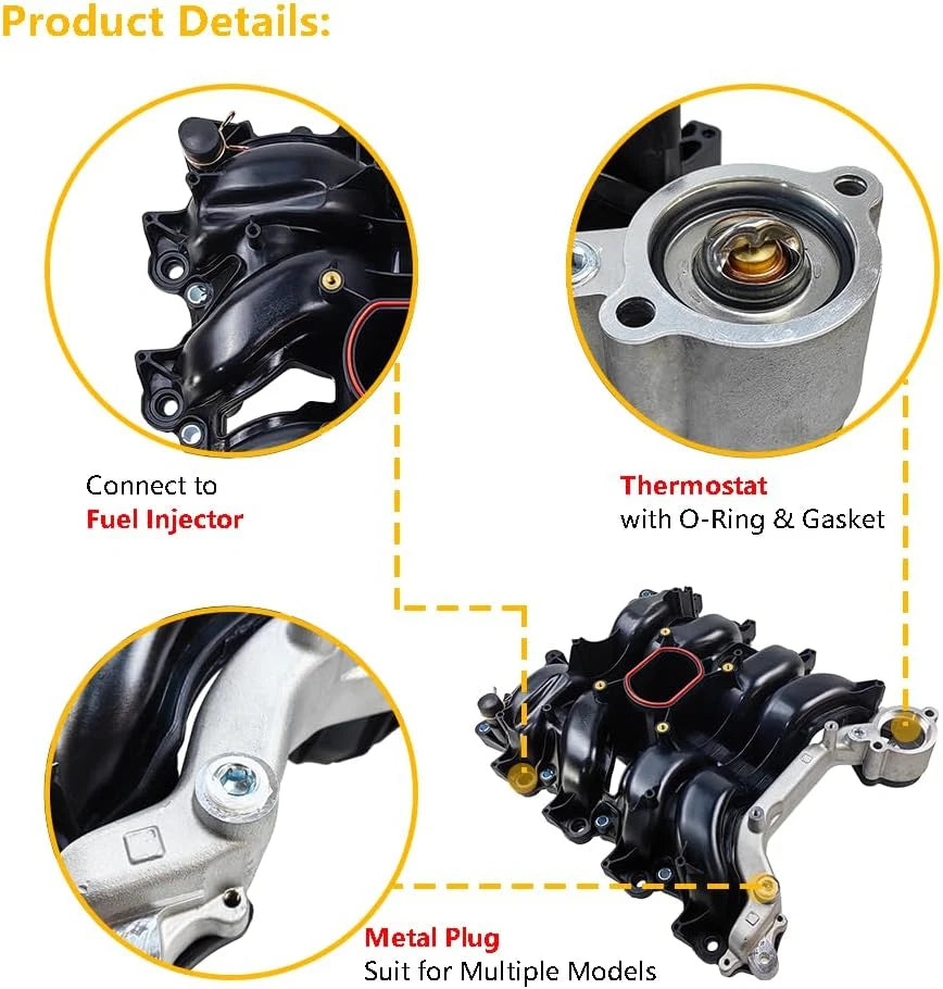 Engine Intake Manifold with Thermostat & Gaskets for Ford Lincoln Mercury (1996–2010)