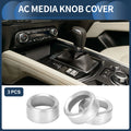 Set of 3 AC Media Switch Knob Cover Rings for Mazda 3 Touring (2017–2018) Silver Tone 641832040019