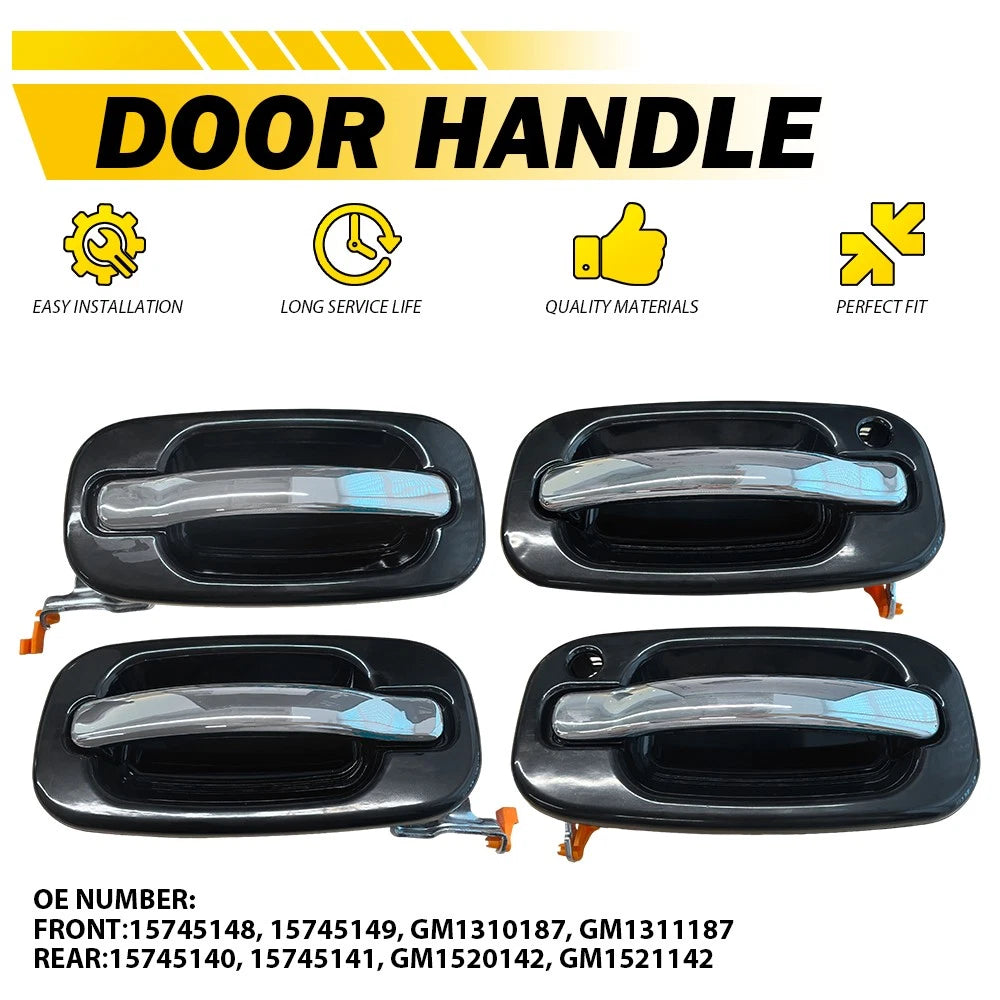 Set of 4 Outer Exterior Door Handles for Chevy Silverado Tahoe Cadillac Escalade (1999–2006)
