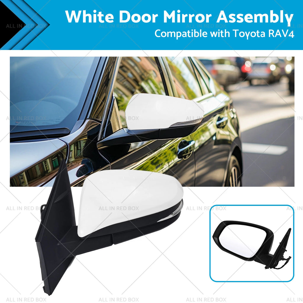 Left Side White Door Mirror for Toyota RAV4 (2013–2018) 5-wire