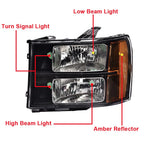 Set of 2 Headlights for GMC Sierra 1500 2500HD 3500HD (2007–2014)